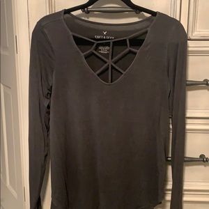 American Eagle soft and sexy long sleeve gray top